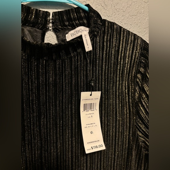 NWT BCBGeneration Black And Gold Formal Mock Neck Dress - Small - Picture 2 of 4